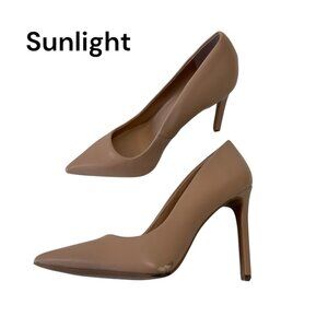 INC Tan Faux Leather Pointed-Toe Stiletto Heels Womens Shoes Size 8